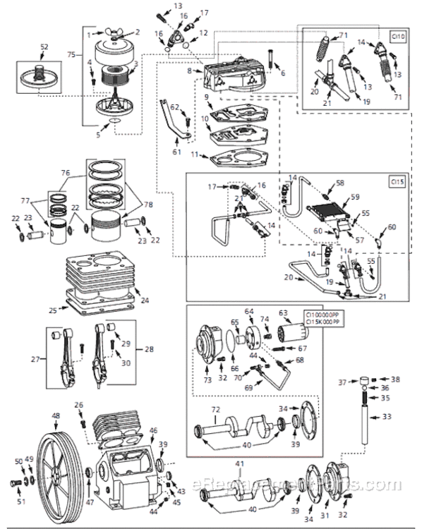 Page A Diagram and Parts List for CI15K000PB 2002 Campbell Hausfeld Compressor